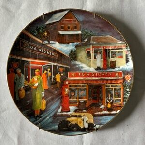 Vintage I.G.A. Stores Decorative Plate - Winter Village Scene